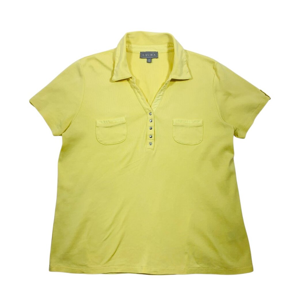 polo  womans v-neck t-shirt yellow top  size med by Laura